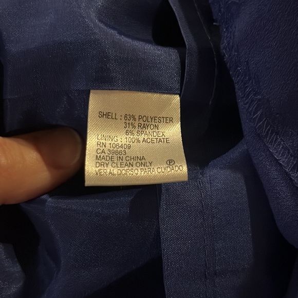 NWT TAHARI Royal Blue Sleeveless Dress With Ruffle  down Front and Belt … - Picture 11 of 13